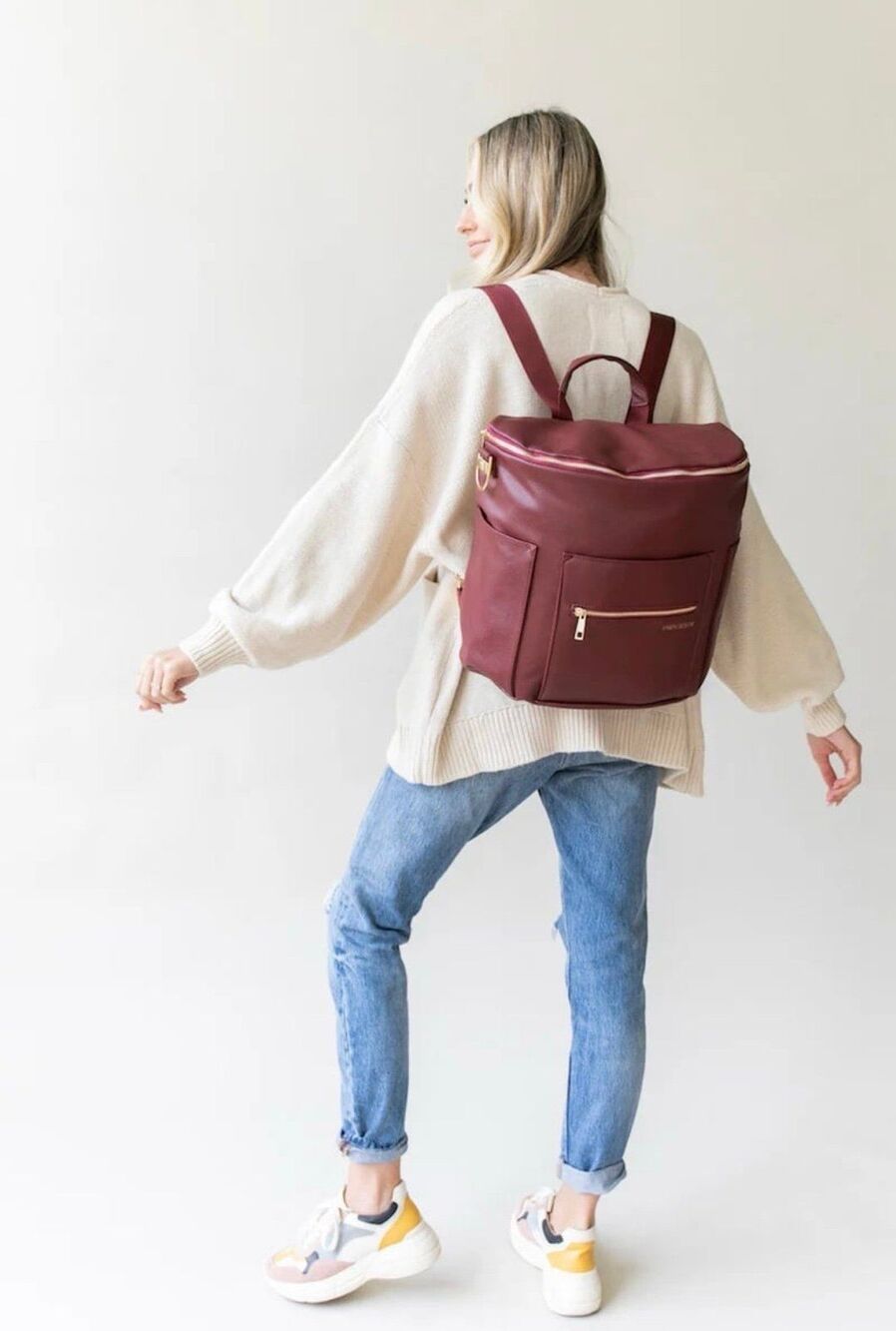 Fawn Design Original Diaper Bag in Wine - Burgundy & Changing Pad